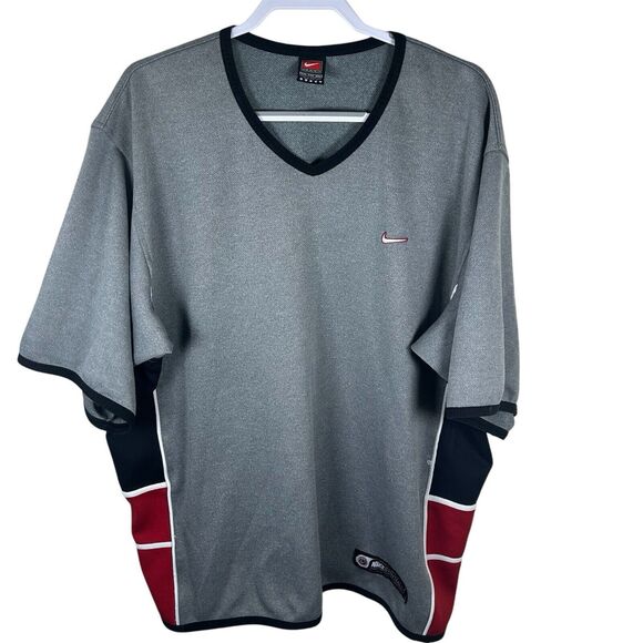 Vintage Nike Team Basketball Shirt Jersey Alpha Project Mens XXL Gray V Neck - Picture 1 of 12